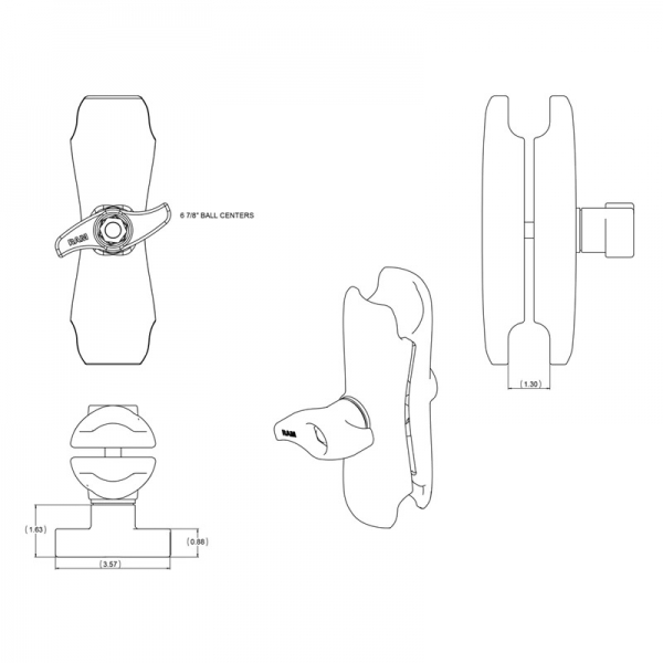 Ram Mounts D Size ift Yuval Orta Boy Kol RAM-D-201U