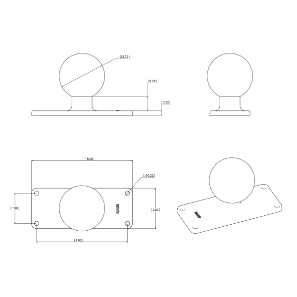 Ram Mounts Delikli Desenli D Size Top Taban RAM-D-202U-25 