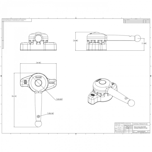 Ram Mounts D Size Lokma Kollar in Hi-Torq Anahtar RAM-KNOB9HU