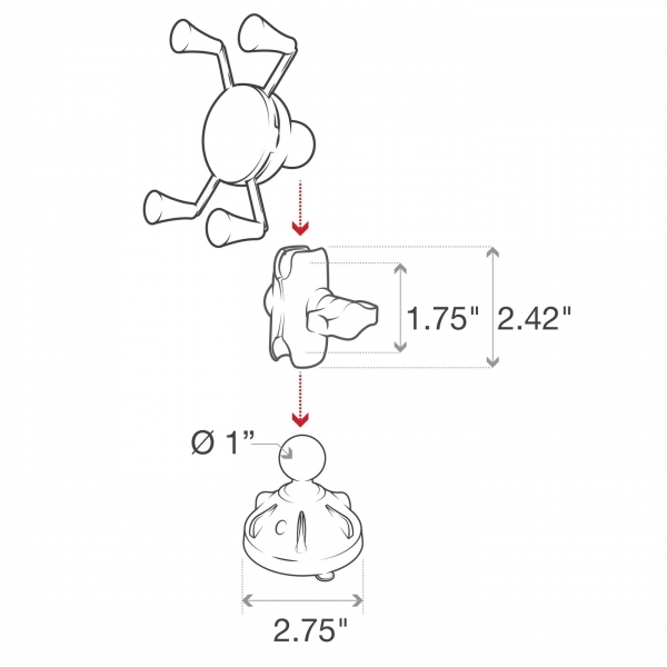 Ram Mounts Dk Profil Vantuzlu X-Grip Ksa Boy Telefon Montaj Seti RAP-B-166-2-A-UN7U