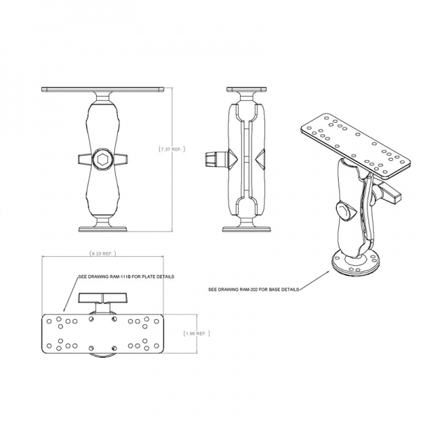  Ram Mounts Drill-Down Marine Elektronik Yuvas RAM-111U