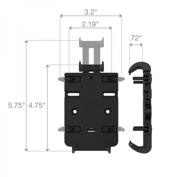 Ram Mounts Gidonlu Quick-Grip Ksa Boy U-Cvata Taban Telefon Montaj Seti RAM-B-149Z-A-PD3U