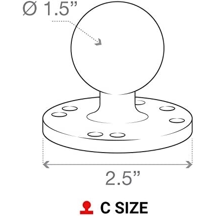 Ram Mounts Bilyeli Yuvarlak C Size Plaka RAM-202U