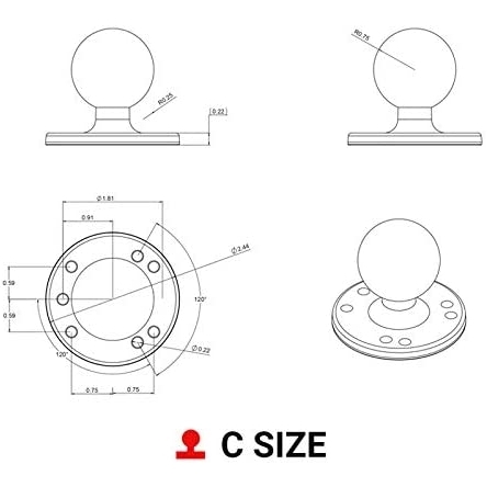 Ram Mounts Bilyeli Yuvarlak C Size Plaka RAM-202U