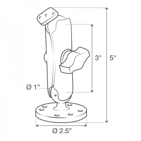 Ram Mounts Elmas Plakal ift Bilyal Delme Orta Boy Montaj Seti RAM-B-138U