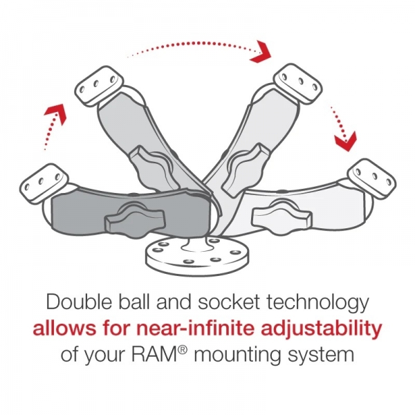 Ram Mounts Elmas Plakal ift Bilyal Delme Orta Boy Montaj Seti RAM-B-138U