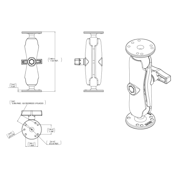 Ram Mounts Garmin Balk Bulucu Uyumlu ift Bilyal Montaj Seti RAM-101-G2U