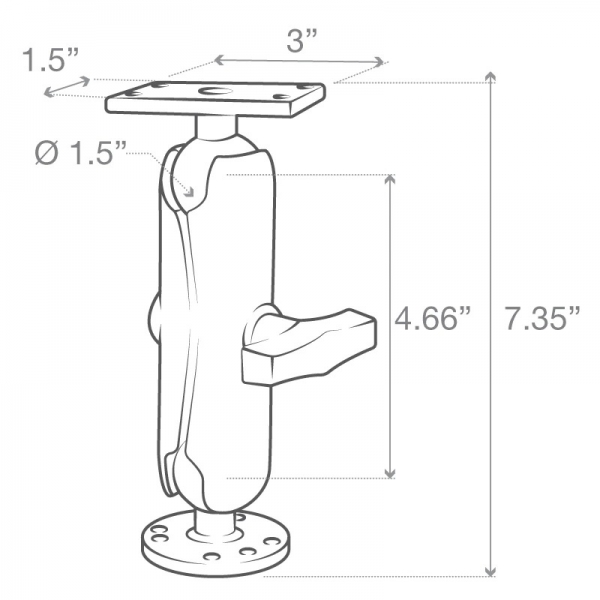  Ram Mounts Humminbird Helix 5 Uyumlu Drill-Down Orta Boy ift Bilyal Yuva RAM-202-153-202U