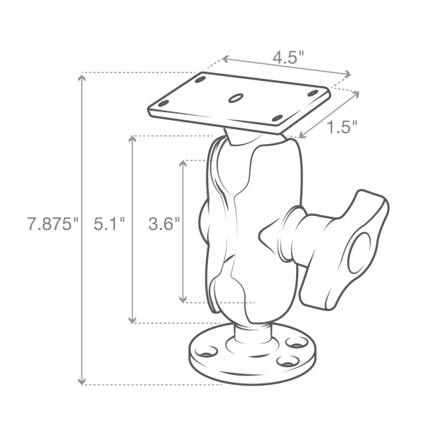 Ram Mounts Humminbird Helix 10 Ve Solix 10 Uyumlu Drill-Down Ball Mount RAM-D-202-25-C-202U