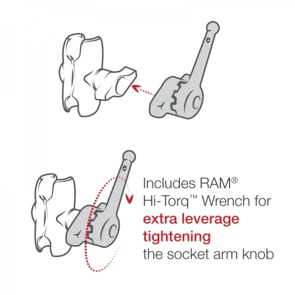 Ram Mounts Hi-Torq Anahtarl Deniz Elektronii Yuvas RAM-D-115-C-KNOB9H