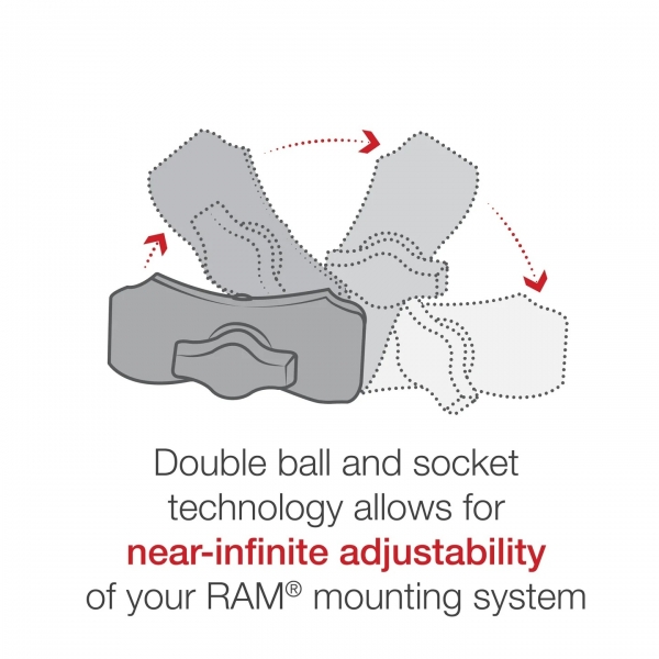 Ram Mounts Evrensel Aksiyon Kameras Adaptr le Tough-Strap ift Bilyal Yuva RAP-B-460-A-GOP1U