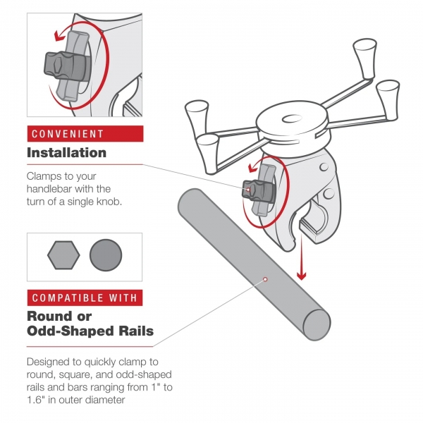 Ram Mounts X-Grip Dk Profilli Orta Boy Tough-Claw le Telefon Yuvas RAM-HOL-UN10-404-2U