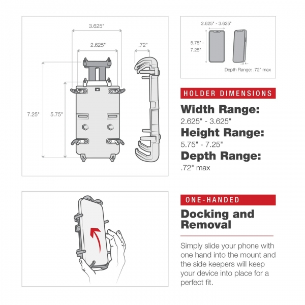  Ram Mounts Dk Profilli Tough-Claw Quick-Grip XL Telefon Yuvas  RAM-HOL-PD4-400-1U 