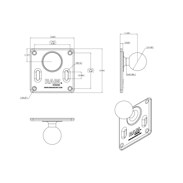 Ram Mount VESA C Size Byk Boy BilyalPlaka RAM-2461U