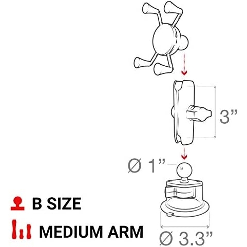 Ram Mounts Twist-Lock X-Grip Vantuzlu Telefon Yuvas Seti RAM-B-166-UN7U