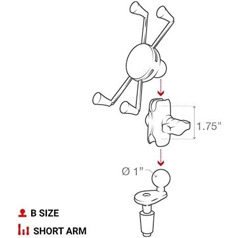 Ram Mounts X-Grip Kk Tabanl atal Motosiklet in Telefon Tutucu Seti RAM-B-176-A-UN10U