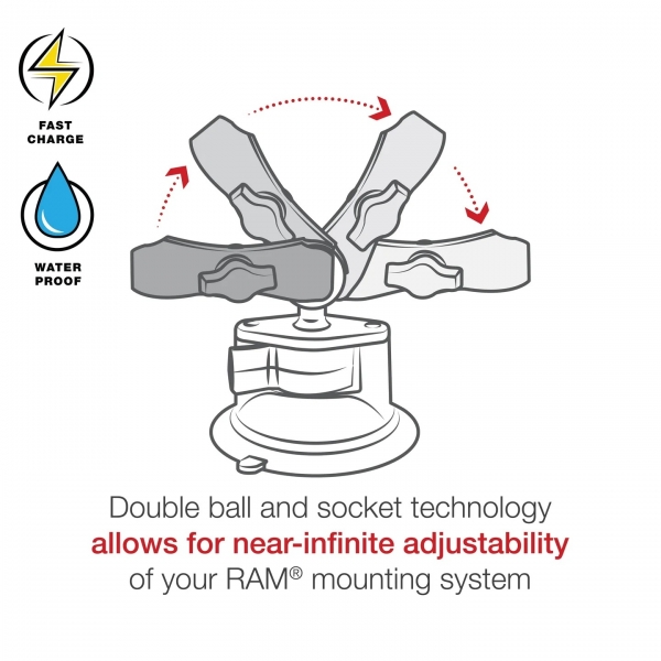 Ram Mounts Tough-Charge 15W Kablosuz arj Vantuz Yuvas RAM-B-166-UN12W-1