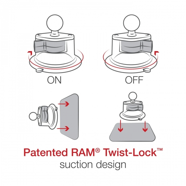 Ram Mounts X-Grip Twist-Lock Vantuzlu Ara i Uzun Boy Telefon Tutucu Seti RAM-B-166-C-UN10U