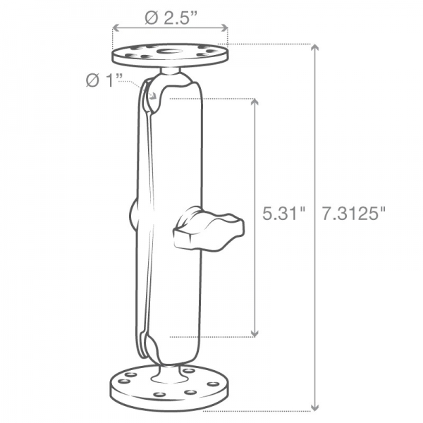 Ram Mounts Matkap Montaj in Yuvarlak Plakal ift Bilyal Montaj Seti RAM-B-101U-C 