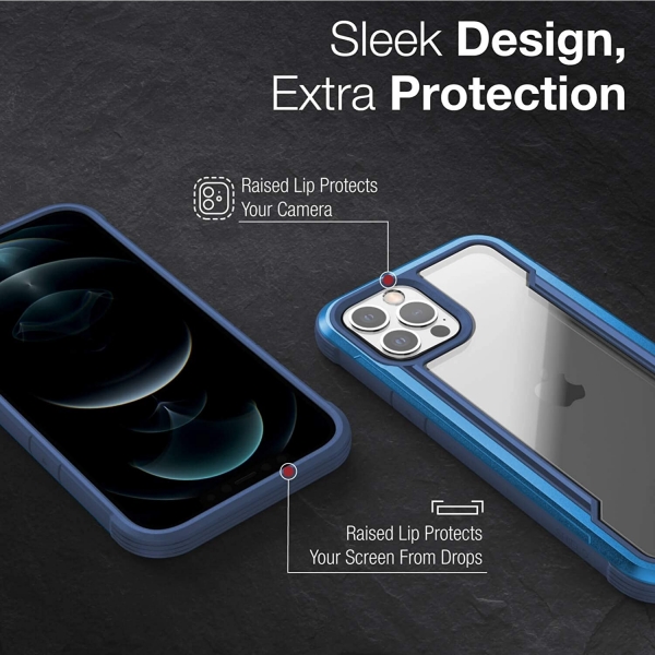 Raptic Apple iPhone 12 Pro Max Shield Serisi Klf (MIL-STD-810G)-Blue