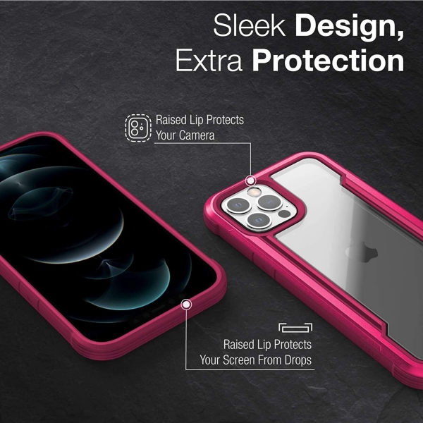 Raptic Apple iPhone 12 Pro Shield Serisi Klf (MIL-STD-810G)-Cranberry