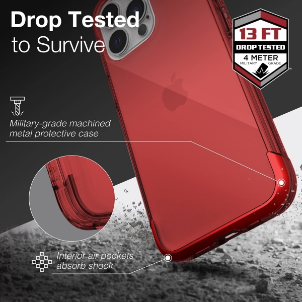 Raptic Apple iPhone 13 Pro Air Serisi Klf (MIL-STD-810G)-Red