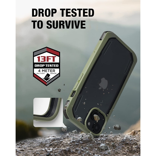 Raptic Secure Serisi iPhone 14 Klf (MIL-STD-810G)-Green