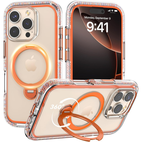 Raptic iPhone 16 Pro Max 360 Spin Klf -Orange