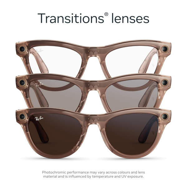 Ray-Ban Meta Skyler Gen2 Ak�ll� G�zl�k-Parlak �effaf �eftali/Transitions Kahverengi Lensler