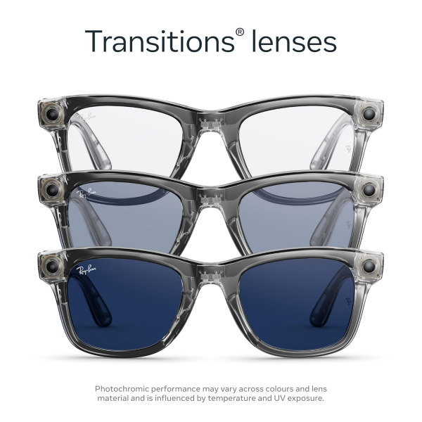 Ray-Ban Meta Wayfarer Ak�ll� G�zl�k (Gen 2, Large)-Shiny Transparent Grey/Transitions Sapphire