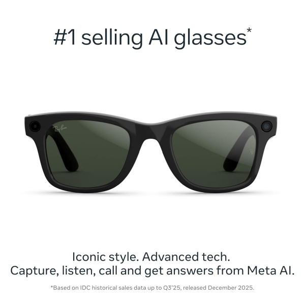 Ray-Ban Meta Wayfarer Ak�ll� G�zl�k (Gen 2, Standart)-Shiny Black/Transitions Graphite Green