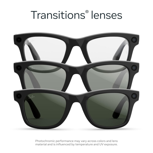 Ray-Ban Meta Wayfarer Ak�ll� G�zl�k (Gen2, Large)-Parlak Siyah/Transitions Grafit Ye�il Lensler