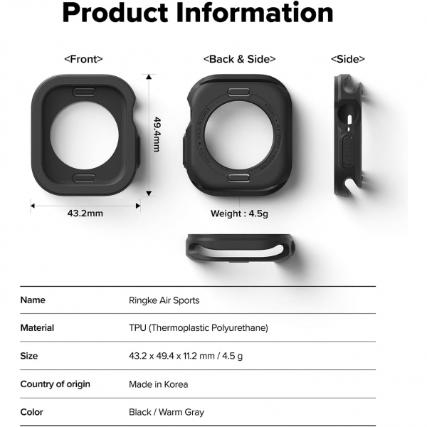 Rin gke Air Sports Apple Watch 10 46mm Bumper Klf-Black