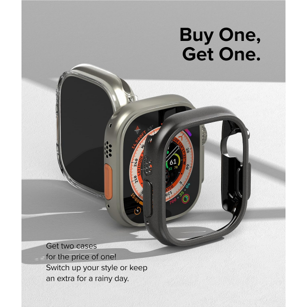 Rin gke Apple Watch Ultra/2.Nesil 49mm Bumper Klf-Clear Titanium Black