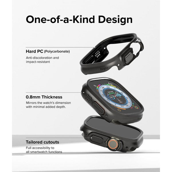 Rin gke Apple Watch Ultra/2.Nesil 49mm Bumper Klf-Clear Titanium Black