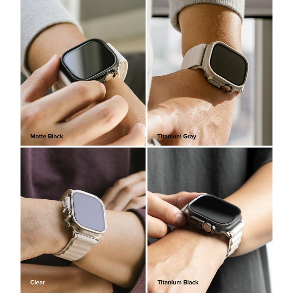 Rin gke Apple Watch Ultra/2.Nesil 49mm Bumper Klf-Clear Titanium Black