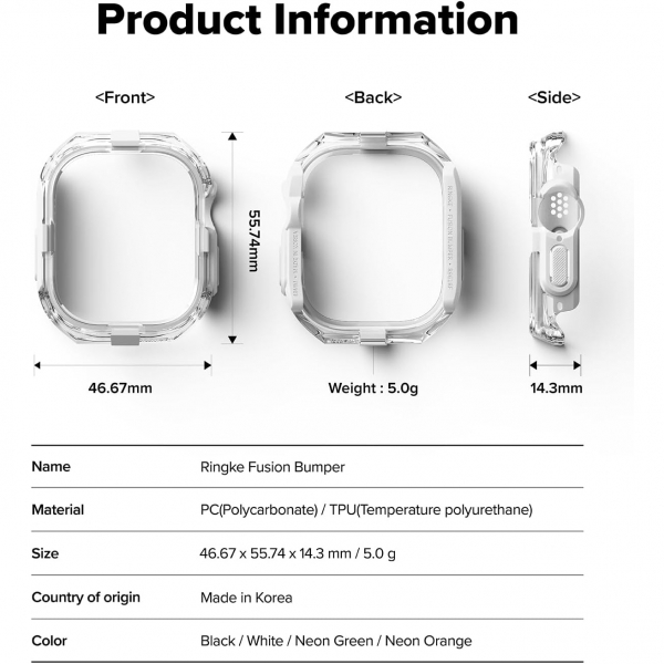 Rin gke Apple Watch Ultra 3/2/1 Bumper Klf-White