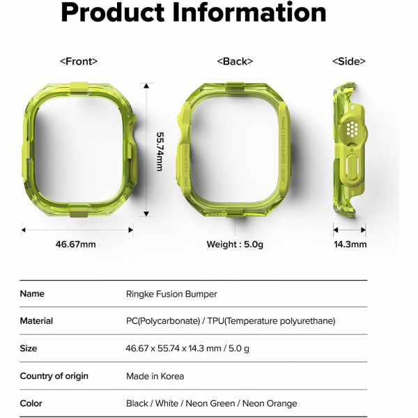 Rin gke Apple Watch Ultra 3/2/1 Bumper Klf-Neon Green