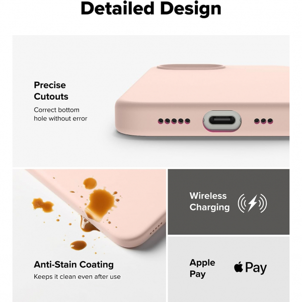 Rin gke Apple iPhone 16e Silikon Klf-Pink Sand