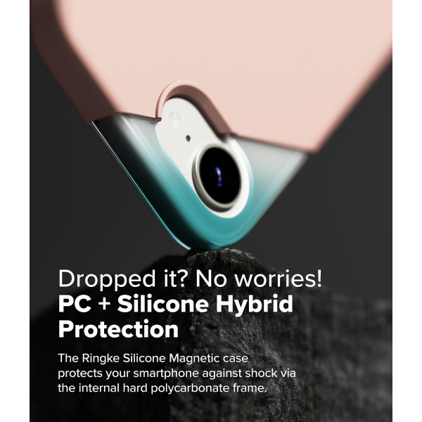 Rin gke Apple iPhone 16e Silikon Klf-Pink Sand