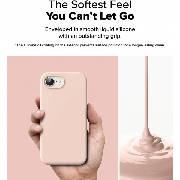 Rin gke Apple iPhone 16e Silikon Klf-Pink Sand