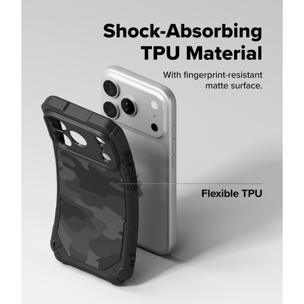 Rin gke Apple iPhone 17 Pro Rugged Gear K�l�f-Camo Black 