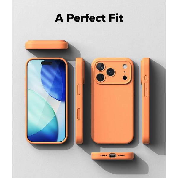 Rin gke Apple iPhone 17 Pro Silikon Klf-Tangerine