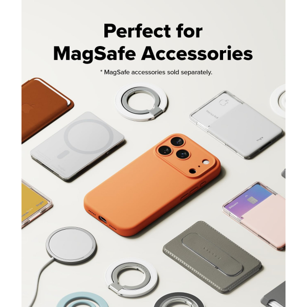 Rin gke Apple iPhone 17 Pro Silikon Klf-Tangerine