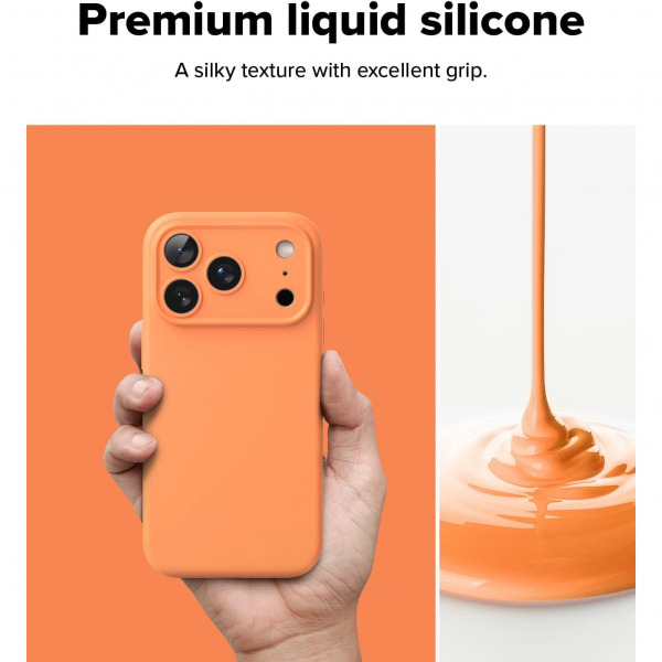 Rin gke Apple iPhone 17 Pro Silikon Klf-Tangerine