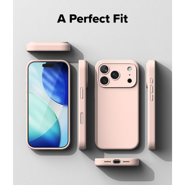 Rin gke Apple iPhone 17 Pro Silikon Klf-Pink Sand