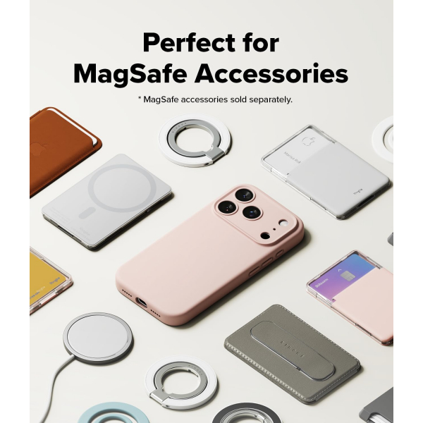 Rin gke Apple iPhone 17 Pro Silikon Klf-Pink Sand