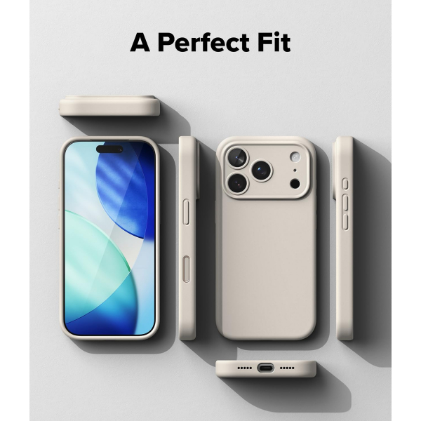 Rin gke Apple iPhone 17 Pro Silikon Klf-Stone