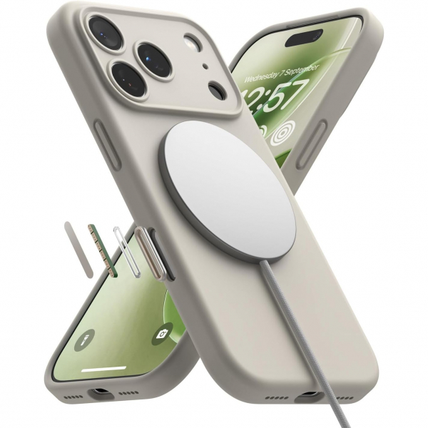 Rin gke Apple iPhone 17 Pro Silikon Klf-Stone