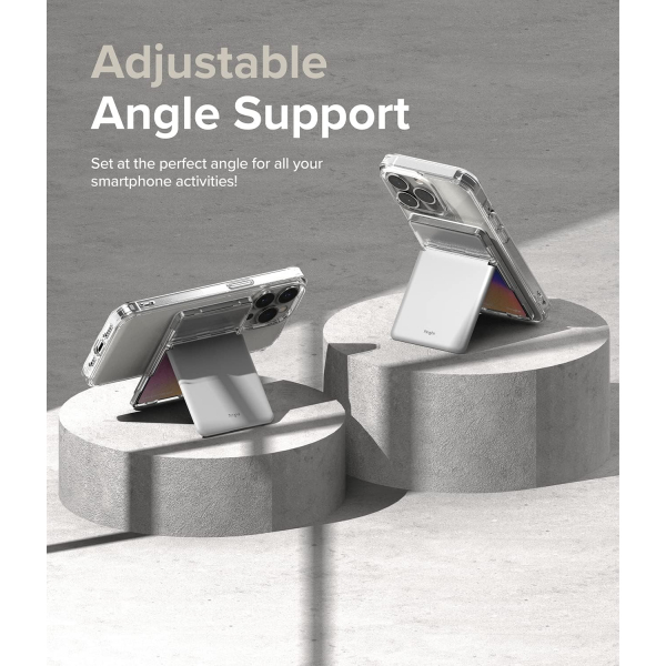 Rin gke Manyetik Standl Kart Tutucu-Clear Light Gray